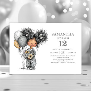 Invitación negra dorada para los 10 años de la chi