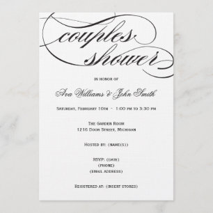 Invitación negra elegante de la ducha de los pares