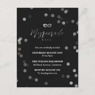 Invitación negra elegante del fiesta de la bola de