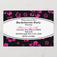 Invitación negra floral de Hibiscus Tropical Rosa
