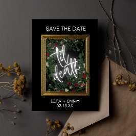 Invitación Negra gótica floral negra hasta la muerte salva la