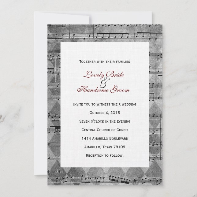 Invitación negra gris de la boda de Chevron de la (Anverso)