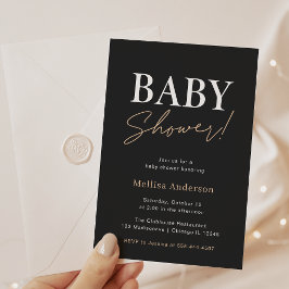 Invitación negra minimalista de Baby Shower