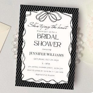 Invitación Negra que está atando la ducha de novia Knot Lace