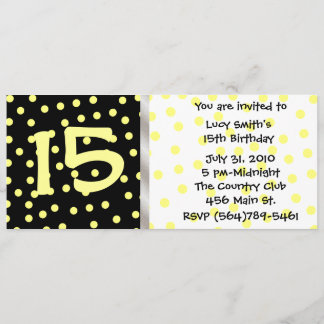Invitación negra y amarilla del cumpleaños de