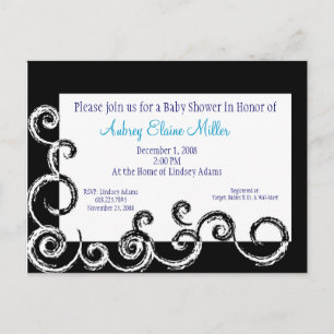 Invitación negra y blanca de Baby Shower del