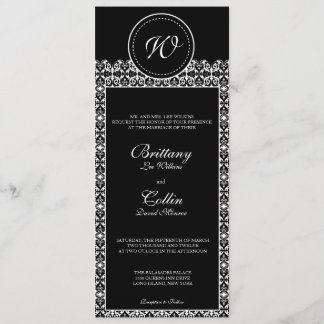 Invitación negra y blanca de la boda del monograma