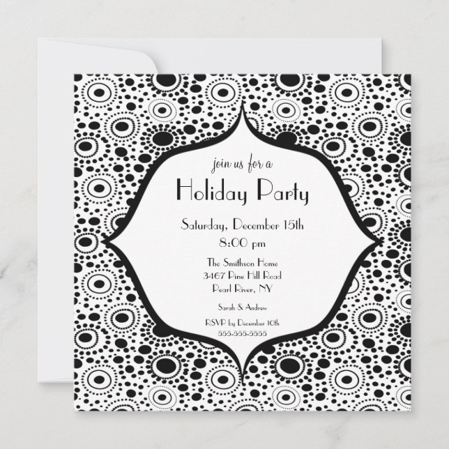Invitación negra y blanca de moda de la (Anverso)