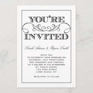 Invitación negra y blanca del remolino moderno de