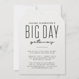 Invitación negra y blanca para viaje de despedida 