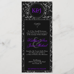 Invitación negra y gris gótica de la boda del