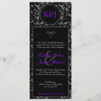 Invitación negra y gris gótica de la boda del
