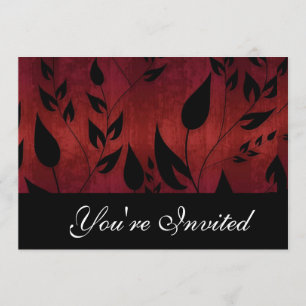 Invitación negra y roja del fiesta de las hojas