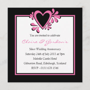 Invitación negra y rosada de la fiesta de