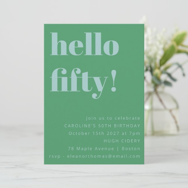 Invitación Negrita Azul Verde Lindo Simple Moderno Cumpleaños (Anverso de pie)