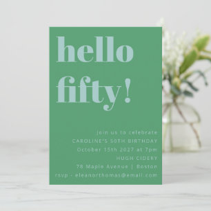 Invitación Negrita Azul Verde Lindo Simple Moderno Cumpleaños