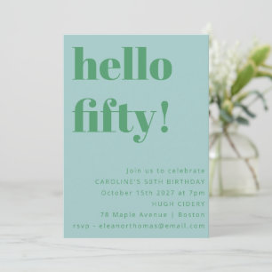 Invitación Negrita Blue Cute Simple Moderno 50 cumpleaños