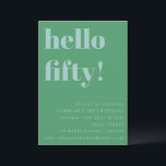 Invitación Negrita Blue Green Cute Simple Modern 50 cumpleaño<br><div class="desc">Negrita Blue Green Cute Simple Modern 50th Birthday Invitation</div>