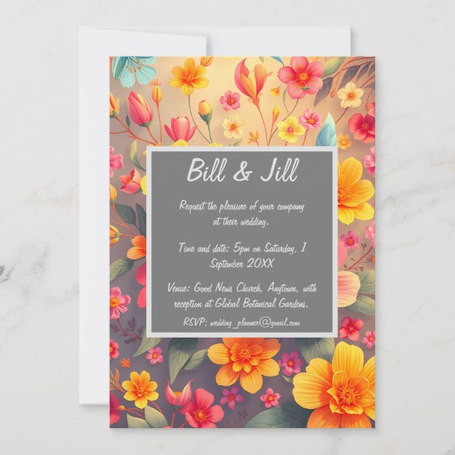 Invitación Negrita Boda Jardín de Otoño (Anverso)
