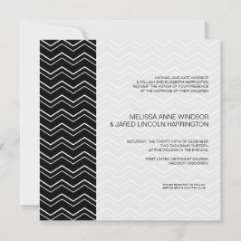 Invitación Negrita Chevron Negro y Blanco Moderno Asequible