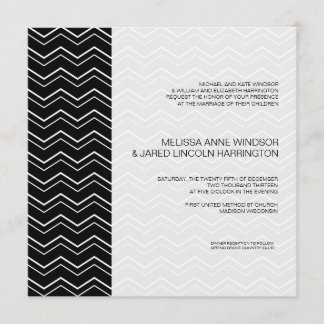 Invitación Negrita Chevron Negro y Blanco Moderno Asequible
