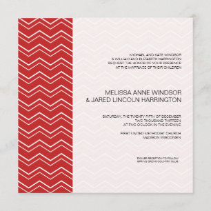 Invitación Negrita Chevron Stripe Red Moderno Asequible