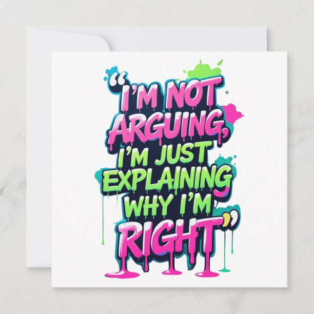 Invitación Negrita Cita divertida Neon Graffiti Design (Anverso)