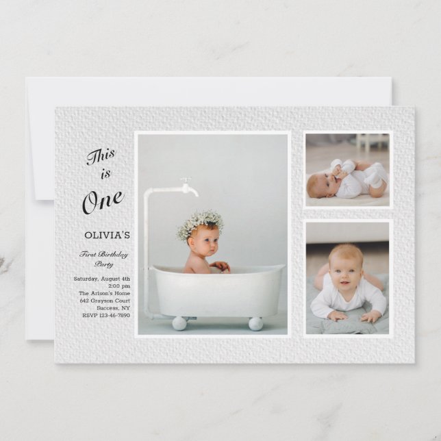 Invitación Negrita de 3 Fotos (Anverso)