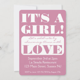Invitación Negrita Fuente es un Chica! baby Shower