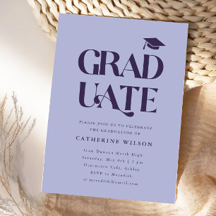 Invitación Negrita Graduada Partido de Graduación Foto Púrpur