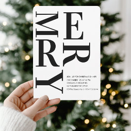 Invitación Negrita Minimalista Feliz Cena navideña