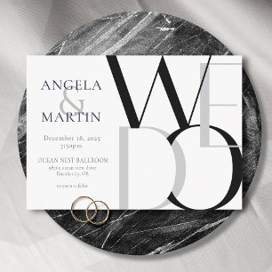 Invitación Negrita minimalista Gris blanco negro