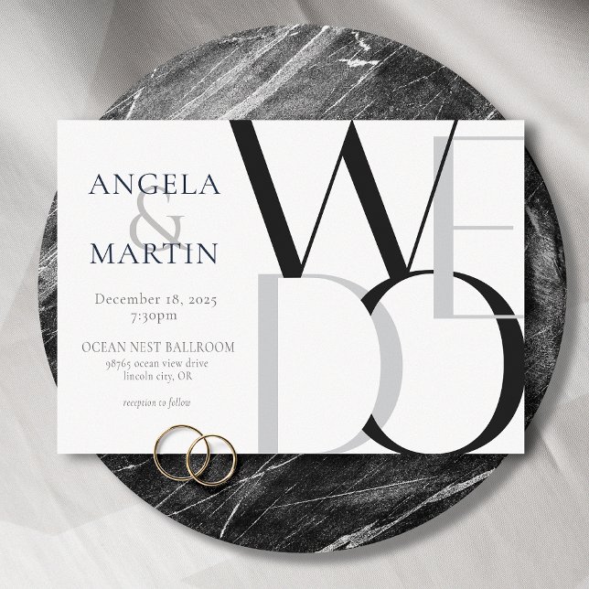 Invitación Negrita minimalista Gris blanco negro (Subido por el creador)