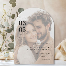 Invitación Negrita, mínimo, tendencia, foto, arco, Boda