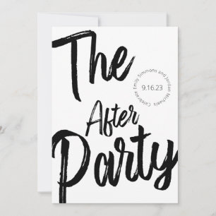 Invitación Negrita moderna Guión Blanco negro después de Boda