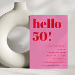 Invitación Negrita moderna simple diversión rosa y rojo 50 cu<br><div class="desc">Invitación a los 50 Años en Negrita: Moderno,  Simple Divertido,  Rosa y Rojo</div>