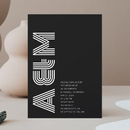 Invitación Negrita Monograma Minimalista Negro