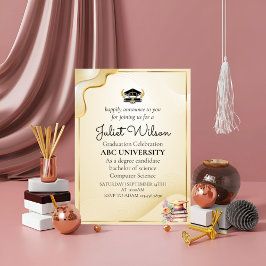 Invitación Negrita Nuevo comienzo elegante de la graduación u