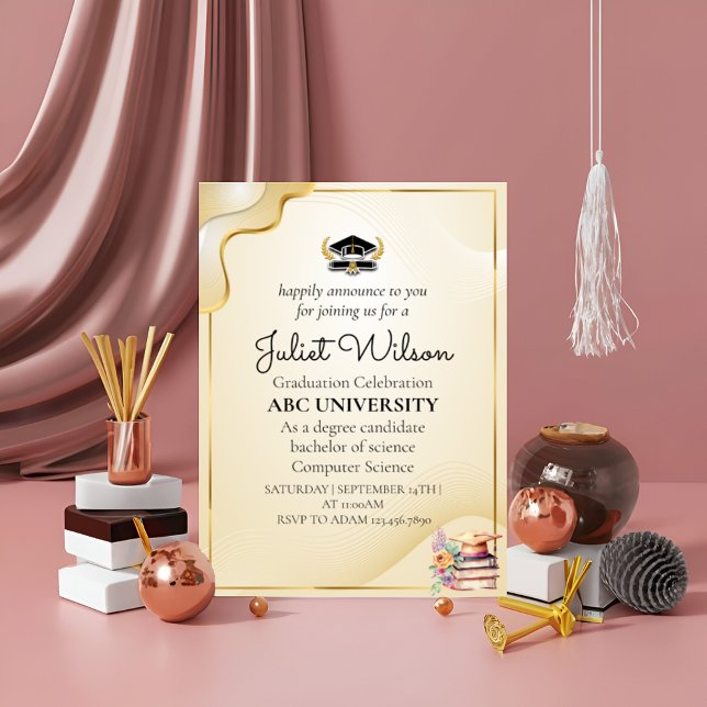 Invitación Negrita Nuevo comienzo elegante de la graduación u (Subido por el creador)