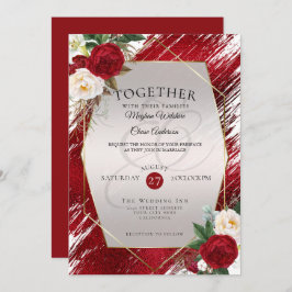 Invitación Negrita Paint de Crimson Stroke Red Peonies