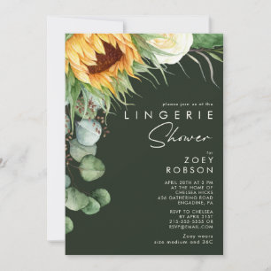 Invitación Negrita País Girasol Oscuro Lingerie Shower