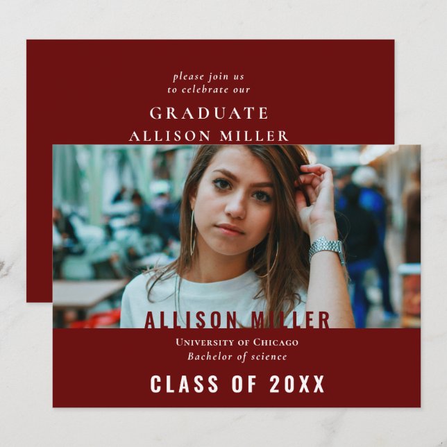 Invitación Negrita: Partido de Graduación de Fotografía de Ti (Anverso / Reverso)
