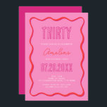 Invitación Negrita rosa y rojo con borde ondulado 30<br><div class="desc">Celebre el gran 3-0 con nuestras impresionantes invitaciones de cumpleaños número 30, diseñadas con un diseño intrincado con bordes ondulados y tonos audaces de rosa y rojo. Perfecto para añadir un toque de elegancia y personalidad a su celebración de hitos, estas invitaciones no son sólo invitaciones sino un preludio a...</div>