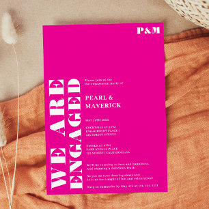 Invitación Negrita simple fiesta de compromiso del boda rosa 