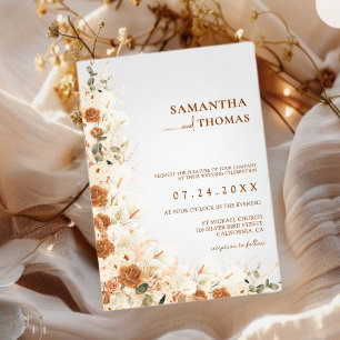 Invitación Negrita Terracotta Boho Bohemian Fall Wedding