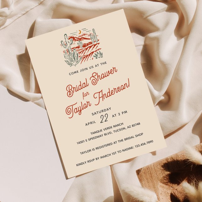 Invitación Negrita Terracotta Cactus Desert Bridal Shower (Subido por el creador)