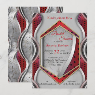 Invitación Negrita Textura metálica moderna gris rojo 3D