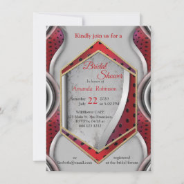 Invitación Negrita Textura metálica moderna gris rojo 3D