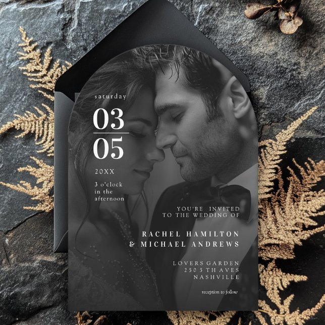 Invitación Negrita, Trending, B&W-Photo, Boda (Bold, Minimal, Trending, Photo, Wedding Invitation)