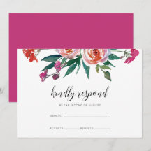 Negrita Watercolor Floral Wedding RSVP